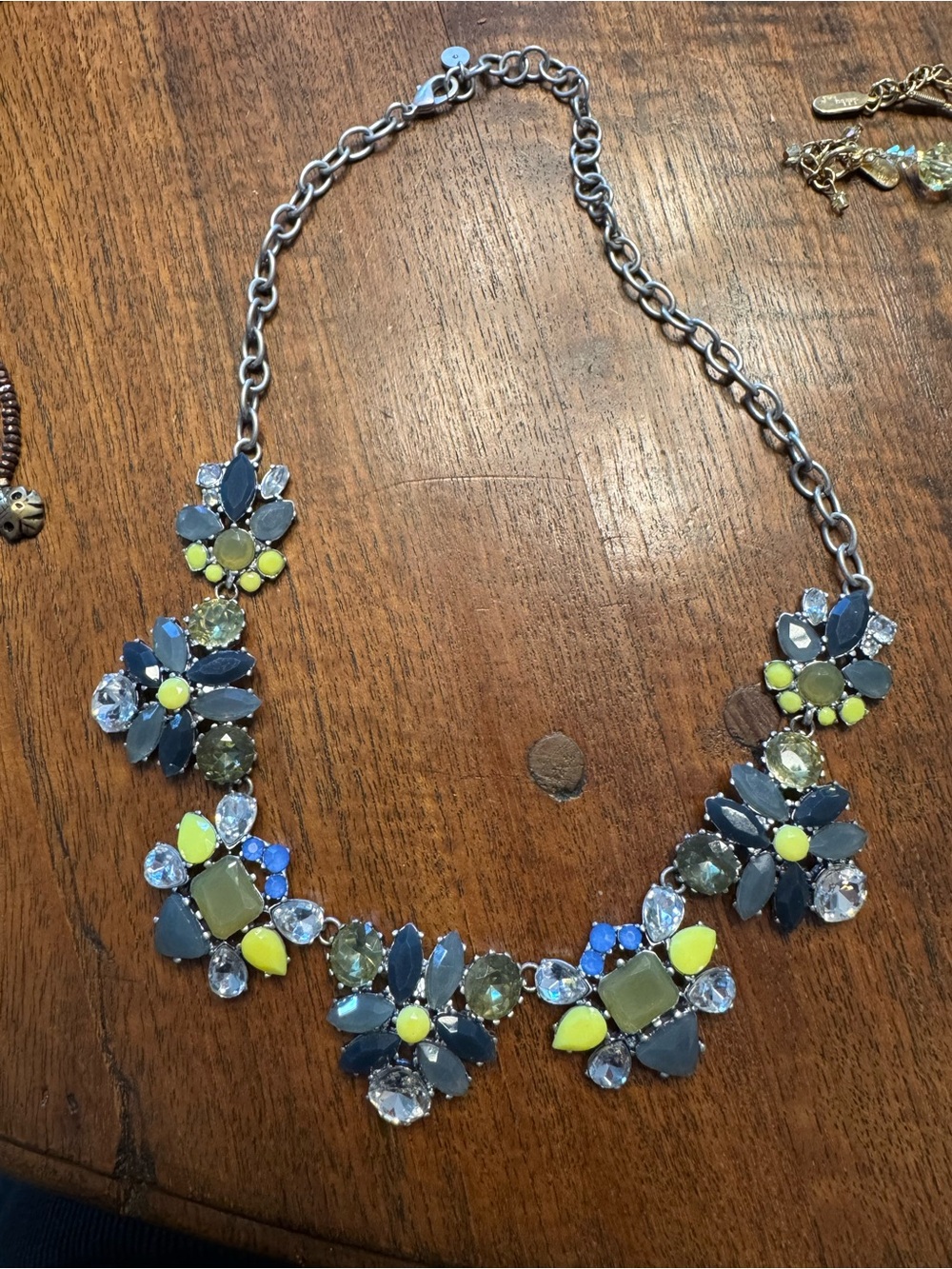 Stella & Dot Blue, Yellow & Green jeweled Floral Statement Necklace